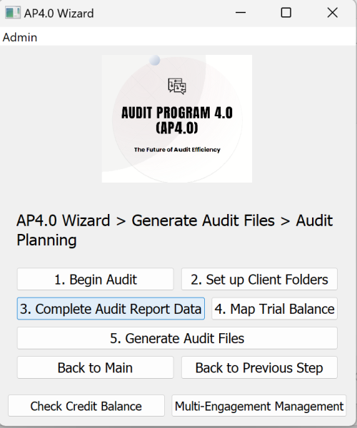 4.4.1 Completing the Main Worksheet AP4.0 - Complete Audit Report Data